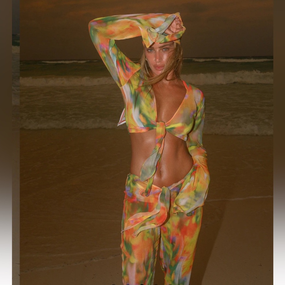 Vibrant Tie-Dye Swim Cover-Up Set / festival OUTFIT